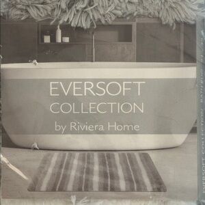 Eversoft Collection Bath Rug by Riviera Home - Silver Striped Bath Rug